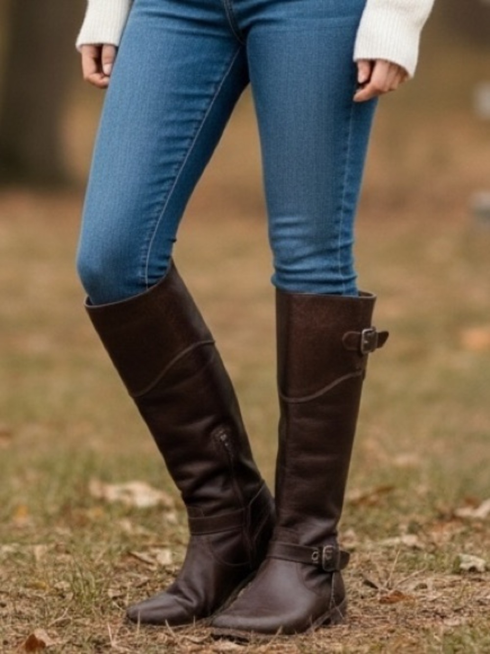 Frye 4001 Brown Leather Tall Riding Boots Women’s 7 B Side Zip Buckle